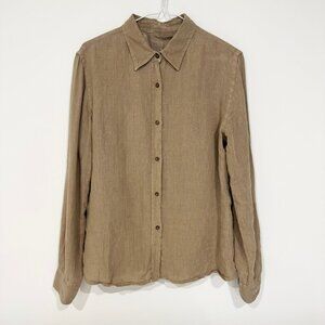 120% Lino Womens Long Sleeve Blouse + Tank Set Size 42